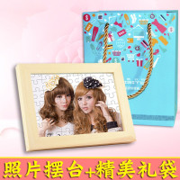 手工自制diy定制作照片的生日送男友女朋友情侣定做创意相册 三维工匠 [7寸摆台]实木!原木色相框+礼品袋 高端品质