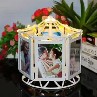 旋转木马音乐盒八音盒diy定制照片儿童女生送男女孩朋友圣诞礼品 三维工匠 旋转音乐木马(免费制作6张5寸照片)