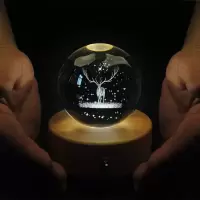 旋转木马水晶球音乐盒八音盒女生天空之城生日情人节 三维工匠 麋鹿(旋律:天空之城)