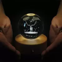 旋转木马水晶球音乐盒八音盒女生天空之城生日情人节 三维工匠 麋鹿(旋律:我心永恒)