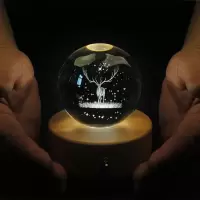 旋转木马水晶球音乐盒八音盒女生天空之城生日情人节 三维工匠 麋鹿(旋律:童话)