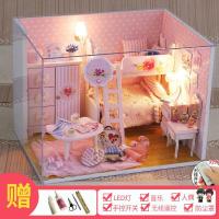 音乐盒八音盒天空之城儿童diy木质手工拼图模型创意生日女孩 三维工匠 粉色少女心+音乐+防尘罩+人偶+遥控