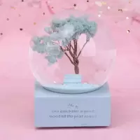 创意樱之花四季飘雪花彩灯水晶球音乐盒八音盒情人少女心生日 三维工匠 大号音乐彩灯+手动飘雪-紫色