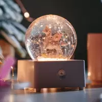 飘雪音乐盒水晶球可充电八音盒生日女生儿童小女孩公主卡农 三维工匠 白流沙B款-usb直插使用