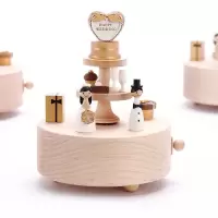 音乐盒八音盒木质女友女生日结婚新婚女朋友旋转婚礼 三维工匠 爱心约会NEW