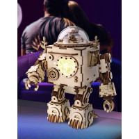 八音盒木质拼装旋转音乐盒diy手工制之初醒三八节女 三维工匠 原木色八音盒+防尘盒+遥控灯+遥控灯+送小木屋+礼袋贺卡