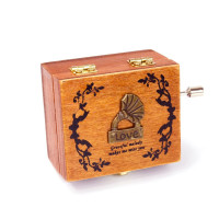 复古手摇音乐盒迷你木质八音盒天空之城创意生日男生女生朋友 三维工匠 兔子-雪绒花手摇款不是发条的注意尺寸