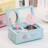 生日仿木卡通嫩粉色八音芭蕾女孩跳舞音乐盒首饰盒带镜子 三维工匠 黄色