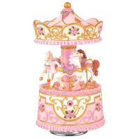 旋转木马音乐盒八音盒创意生日女生送女朋友女孩儿童天空之城 三维工匠 天空蓝--音乐:《卡农》--363