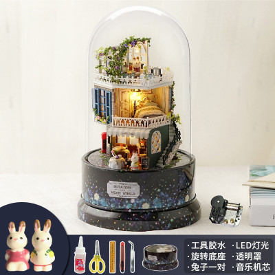 手工DIY拼图旋转木质音乐盒八音盒天空之城木制圣诞生日女生 三维工匠 幸福吧摩天轮+八音盒(送制作工具)