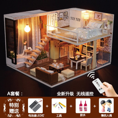 手工音乐盒八音盒diy木质拼装女生创意生日女孩天空之城发条 三维工匠 静待时光A+遥控器