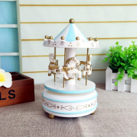 旋转木马音乐盒蛋糕装饰创意七夕节生日送小朋友女友闺蜜 三维工匠 粉色双灯