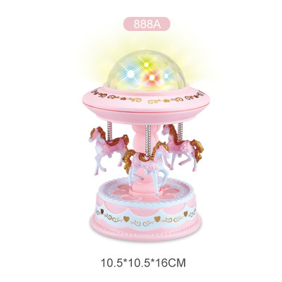 旋转木马八音盒梦幻投影灯光音乐盒女生少女浪漫生日情人礼品 三维工匠 粉色大号旋转木马音乐盒带投影彩灯