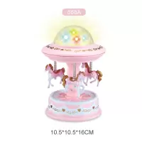旋转木马八音盒梦幻投影灯光音乐盒女生少女浪漫生日情人礼品 三维工匠 蓝色大号旋转木马音乐盒带投影彩灯