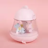 旋转木马音乐盒八音盒LED小夜灯女友闺蜜孩子儿童生日 三维工匠 樱花粉()+礼品包装+贺卡