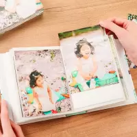 6寸大6寸过塑卡通插页式相簿diy洗照片做成相册本可爱100张相片 三维工匠 单相册1本(6款随机)
