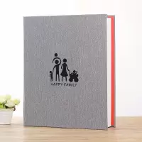 三维工匠手揉皮面6寸插页式相册竖版640张照片影集家庭宝宝过塑纪念册本 三维 棉麻6寸640张相册[幸福一家人] 80张