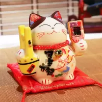 猫小摆件 4寸迷你号创意陶瓷储蓄罐家居店铺开业礼品 三维工匠 4寸金运猫