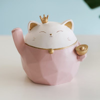 猫小摆件开业礼品家居玄关客厅家用ins摆设小号可爱桌面粉色 三维工匠 猫金色