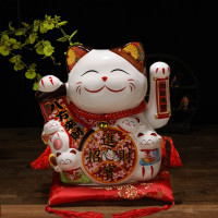 猫摆件开业大号电动摇手陶瓷发财猫店铺开业送礼进宝摆件 三维工匠 33厘米高摇手款财源滚滚-81猫