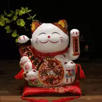 猫摆件开业大号电动摇手陶瓷发财猫店铺开业送礼进宝摆件 三维工匠 33厘米高摇手款财源滚滚-81猫