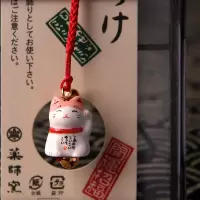 日本猫平安挂饰日式包包手机挂件女生可爱生日进口 三维工匠 7347黑色平安高约2CM