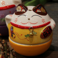 陶瓷猫摆件办公桌摆设创意家居送女生生日 三维工匠 必胜-不倒翁232猫