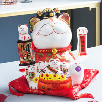 大号12寸自动招手发猫猫摆件开业店铺收银台家居客厅礼品 三维工匠 千客万来猫