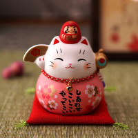 日本达摩猫陶瓷摆件店铺开业升职送人结婚生日 三维工匠 小号福樱(祈福/良缘)高约9CM