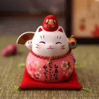 日本达摩猫陶瓷摆件店铺开业升职送人结婚生日 三维工匠 小号金色对猫&9CM