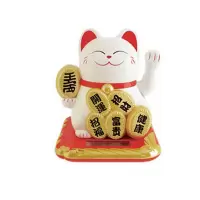 摇手猫汽车摆件大中小号太阳能猫开业送礼光能车载迷你 三维工匠 B款黄色[2.5寸]猫