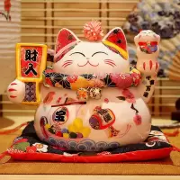 猫小摆件 家居客厅店铺开业礼品日式陶瓷存钱罐发财猫 三维工匠 5寸千客万来猫
