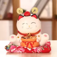 猫开业存钱储蓄罐陶瓷小号家居装饰店铺礼品发财猫摆件 三维工匠 6寸步步高升