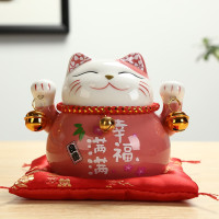 猫摆件开业送礼陶瓷储蓄罐 店铺居家装饰办公创意礼品存钱罐 三维工匠 4.5幸福满满猫