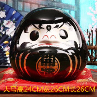 必胜达摩摆件陶瓷储钱罐日本料理装饰品猫创意礼品 三维工匠 大号白色达摩[高24cm]猫