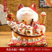 摇手猫摆件开业大号店铺收银台家居客厅礼品自动招手发财猫 三维工匠 十一寸算盘聚宝盆(摇手猫)木底座猫