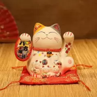 创意摆件猫开业礼品陶瓷储蓄罐日式迷你家居装饰品 三维工匠 财源滚滚猫