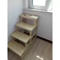 纯实木活动楼梯 梯子 梯凳 家用三步 四步/五步梯子爬梯 三维工匠 60cm高三步清漆家用梯