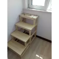 纯实木活动楼梯 梯子 梯凳 家用三步 四步/五步梯子爬梯 三维工匠 100cm四步碳化色家用梯