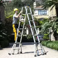 伸缩梯子人字梯家用折叠梯加厚铝合金多功能工程梯升降楼梯 三维工匠 [德标防晃八脚梯]人字梯3.5米+3.5米