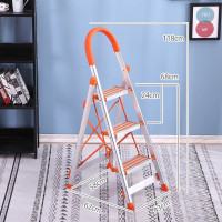 铝合金室内人字梯子家用折叠加厚四五步多功能伸缩工程爬梯扶楼梯 三维工匠 六步黑色-加宽踏板-防滑彩条款-触及高度3家用梯
