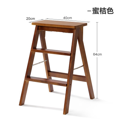 实木梯凳家用梯子家用折叠凳子厨房高板凳登高三步小梯子折叠梯凳 三维工匠 白色