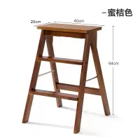 实木梯凳家用梯子家用折叠凳子厨房高板凳登高三步小梯子折叠梯凳 三维工匠 原木色-素颜凳套