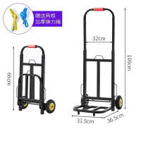 家用手拉车小便携折叠行李车拖车推车拉货拉杆车搬运买菜购物车 三维工匠 中号圆管黑色可拉水桶家用拖车