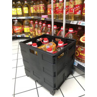 拉杆箱买菜车小拉车便携购物车家用老人拖车超市折叠推车拉货 三维工匠 四号蓝黄含盖(前轮万向)家用拖车