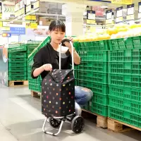 购物车小型轻便拉杆车买菜车小拉车迷你可折叠拖车手拉车便携家用 三维工匠 绿色小方格[爬楼]家用拖车