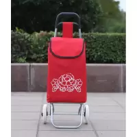 爬楼购物车买菜车小拉车行李手拉车家用便携折叠拖车拉杆小推车 三维工匠 大号红色(塑胶轮)家用拖车