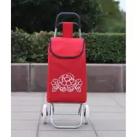 爬楼购物车买菜车小拉车行李手拉车家用便携折叠拖车拉杆小推车 三维工匠 小号红色(塑胶轮)家用拖车