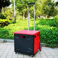 买菜车小拉车老人购物车手推可坐家用拖车便携折叠四轮轻便拉杆车 三维工匠 8轮爬楼号65L蓝黄+蓝盖