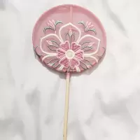 掌中扇小圆扇汉服儿童迷你配饰长柄团扇刺绣花中国古典跳舞蹈扇子 三维工匠 青色星空14cm